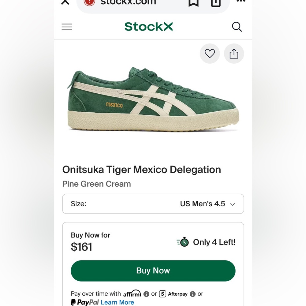 Onitsuka Tiger by Asics Pine Green Cream Athletic Shoes